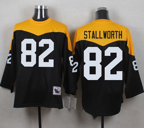 Mitchell And Ness 1967 Steelers #82 John Stallworth Black/Yelllow Throwback Men's Stitched NFL Jersey - Click Image to Close